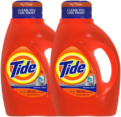 Tide HE Liquid Detergent  50 oz  Original  2 pk