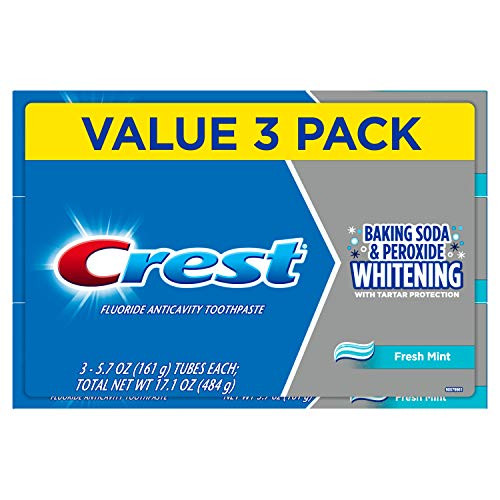 Crest Cavity and Tartar Protection Toothpaste Whitening Baking Soda  Peroxide 3 Count of 57 oz Tubes Each 171 oz
