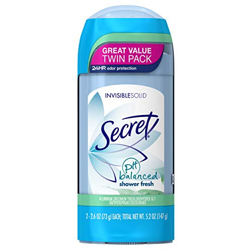 Secret Antiperspirant and Deodorant for Women pH Balanced Invisible Solid Shower Fresh Scent 26 Oz Twin Pack