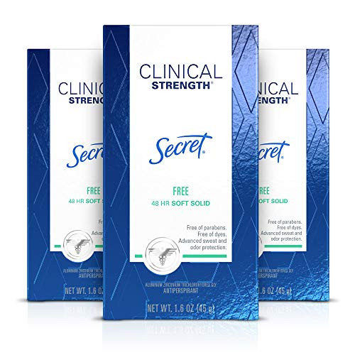 Secret Antiperspirant Clinical Strength Deodorant for Women Soft Solid Paraben Free Dye Free Sensitive Unscented for Sensitive Skin 16 Oz Pack of 3