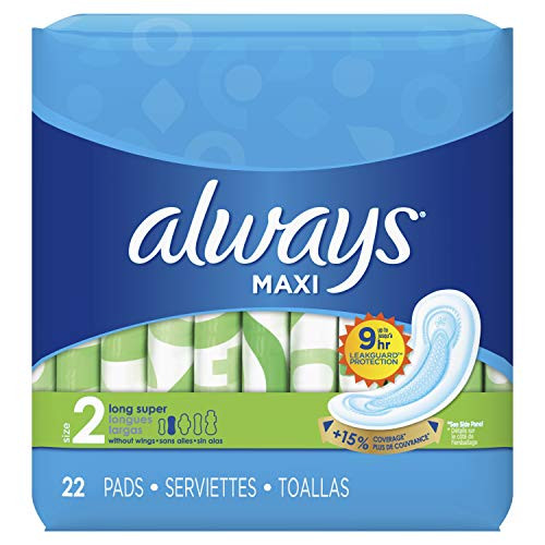 Always Maxi Unscented Pads without Wings LongSuper 22 Count