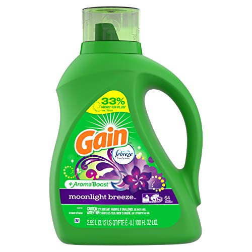 Gain Liquid Laundry Detergent with Febreze Freshness Moonlight Breeze 64 Loads 100 fl ozPackaging May Vary