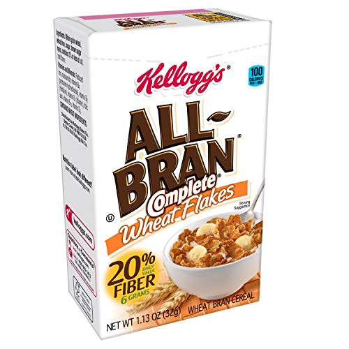 Kelloggs AllBran Complete Wheat Flakes Breakfast Cereal Excellent Source of Fiber Single Serve 113 oz BoxPack of 70