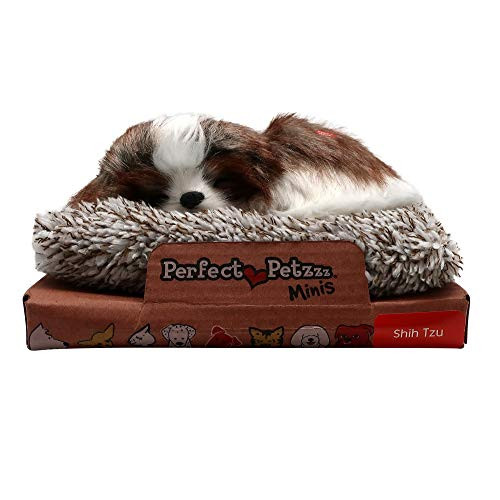 Perfect Petzzz Puppy Toys for Kids Cute Lifelike Dogs and Cats Mini 35 inches x45 inches Realistic Adorable Stuffed Animals Makes Snoring Sounds Gift for Holidays or Birthday Shih Tzu