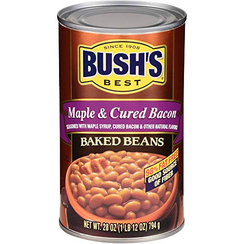 BUSHS BEST Canned Maple and Cured Bacon Baked Beans Source of Plant Based Protein and Fiber Low Fat Gluten Free 28 oz