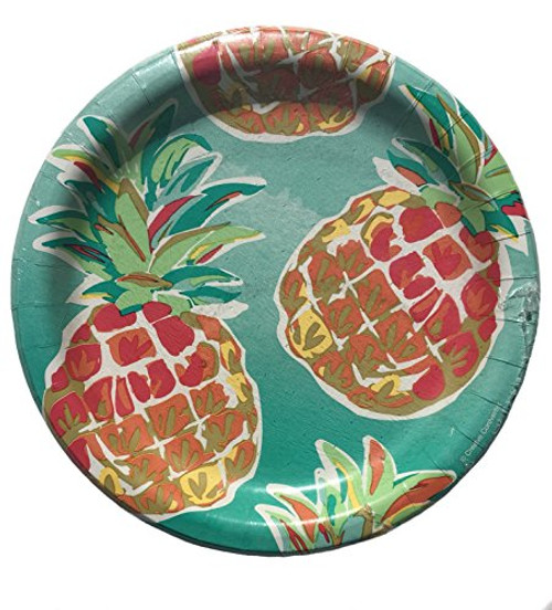 Creative Converting Tropical Pineapple Small 678 Round Dessert Appetizer Paper Plates 12 ct