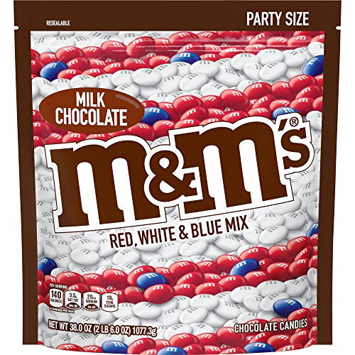 MMS Red White  Blue Patriotic Milk Chocolate Candy 38Ounce Party Size Bag