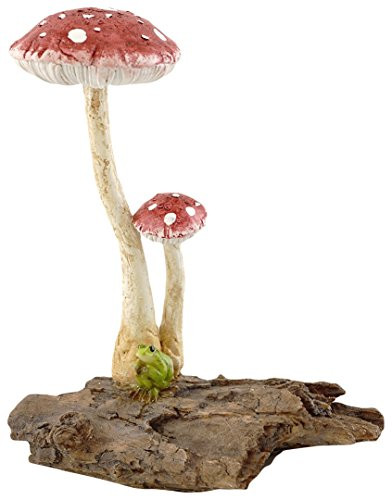 Top Collection Miniature Fairy Garden and Terrarium Cute Mini Frog Sitting by Mushrooms Figurine