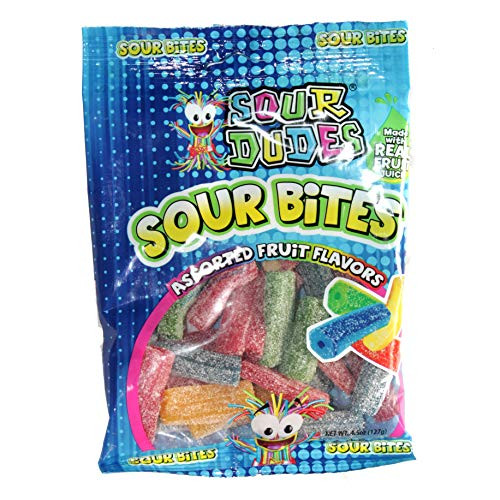 Sour Dudes 1 bag Sour Bites Candy  Assorted Fruit Flavors  Made With Real Fruit Juice 45 oz