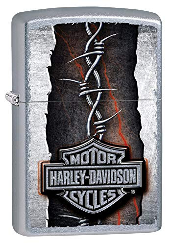 Zippo HarleyDavidson Barb Wire Street Chrome Pocket Lighter 207CI401833 One Size
