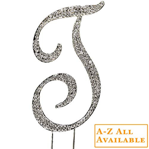 Letter T Cake Topper  Letters Cake Toppers AZ Available  Initial Wedding Cake Toppers Monogram Cake Topper Letters Silver Rhinestone Bling Cake Topper for Wedding Birthday