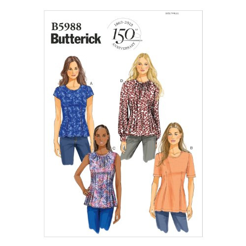BUTTERICK PATTERNS B5988 Misses'/Misses' Petite Top Sewing Template, Size B5 BUTTERICK PATTERNS B5988 Misses'/Misses' Petite Top Sewing Template, Size B5