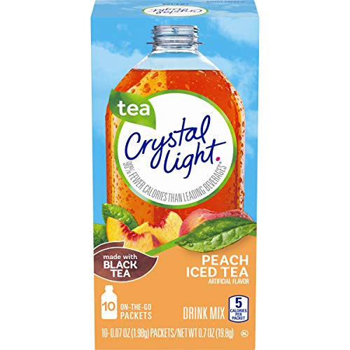 Crystal Light Drink Mix Peach Tea On The Go Packets 10 Count Pack of 6 Boxes