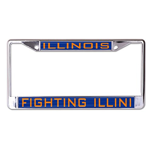 WinCraft NCAA Illinois Fighting Illini Inlaid Metal License Plate Frame 2Tag Corners