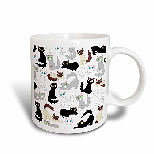 3dRose Kawaii Cats-Cute Kitty Print Magic Transforming Mug, 11-Ounce