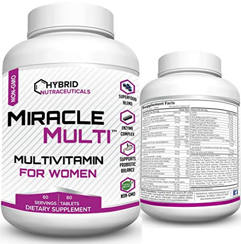 MiracleMulti Performance Blend Best Multivitamin for Women Vitamin and Mineral Supplement with Probiotics Superfood Enzyme Blend for Optimized Heart Stamina Energy NonGMO 60 Day Supply