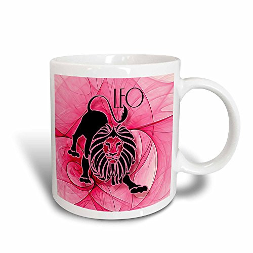 3dRose 204555_3""Lady Leo In Pink and Black Swirls Zodiac Collection" Mug 11 oz