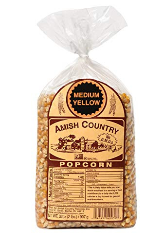 Amish Country Popcorn  2 lb Bag  Medium Yellow Popcorn Kernels  Old Fashioned with Recipe Guide Medium Yellow  2 lb Bag