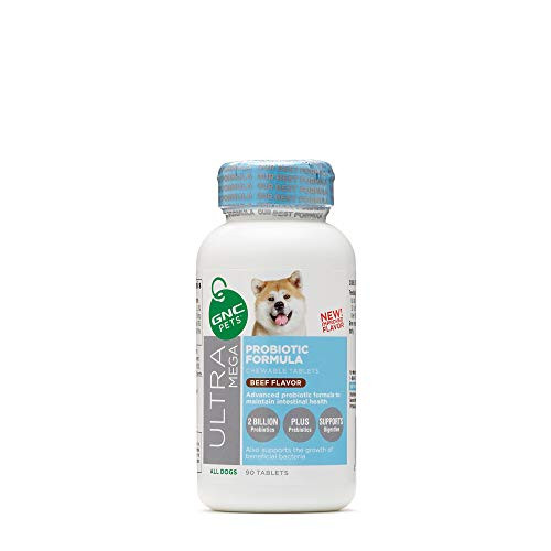 GNC Pets Ultra Mega Probiotic Formula Chewable Tablets Supplement for Dogs 90 Count  Beef Flavor  Advanced Formula to Maintain Intestinal Health Model Number FF13730