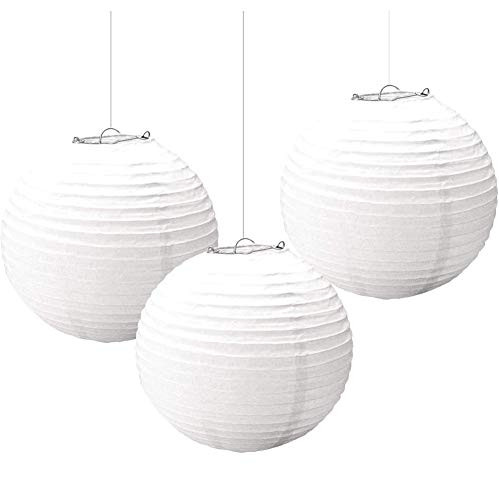 Amscan Frosty White 2405508 Round Paper Lanterns 3ct 9 12