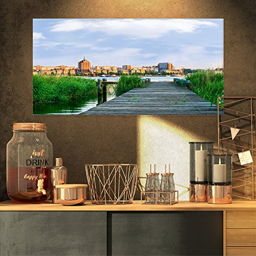 Wooden Bridge to River Warnow Landscape on Canvas Art Wall Photgraphy Artwork Print Wooden Bridge to River Warnow Landscape on Canvas Art Wall Photgraphy Artwork Print