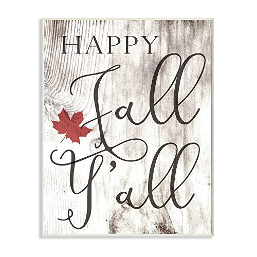 Stupell Industries Happy Fall Yall Typography Sign Wall Plaque 13 x 19 Design by Artist Daphne Polselli
