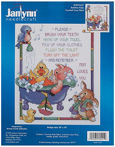 Janlynn Bath Time Rules Counted Cross Stitch Kit10X12 14 Count