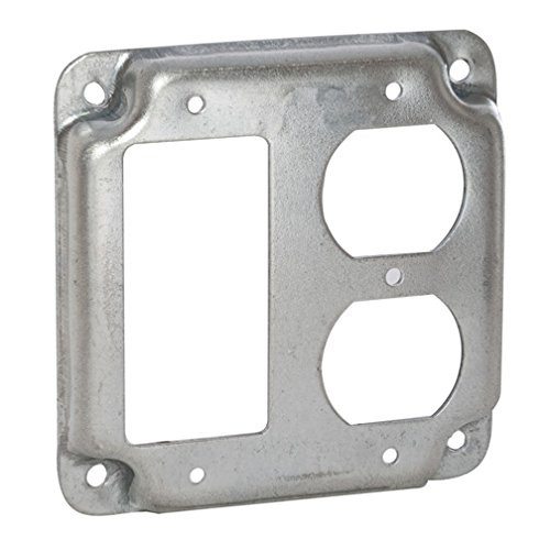 HubbellRaco 915C 1 GFCI and 1 Duplex Receptacle 4Inch Square Exposed Work Cover