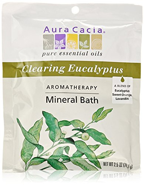 Aura Cacia Aromatherapy Mineral Bath Clearing Eucalyptus 25 ounce packet Pack of 3