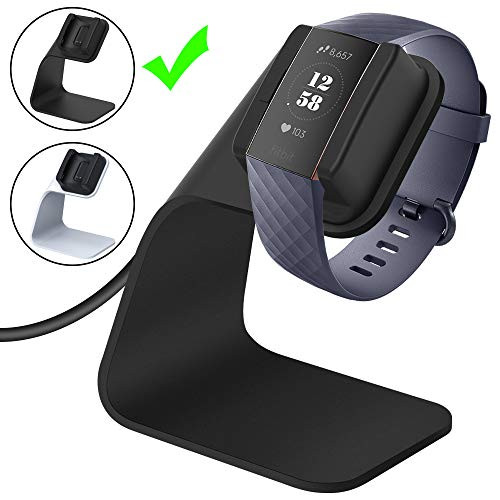 CAVN Compatible Fitbit Charge 3 / Charge 3 SE Charger Dock, Replacement Charging Cable Cord Stand Cradle Base with 4.2 ft USB Cable Accessories Compatible Fitbit Charge 3 Smartwatch (Black)