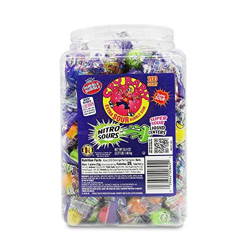Cry baby Nitro Sours Extra Sour Bubblegum Candy 327 LB Tub  200 Count Individually Wrapped