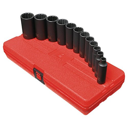Sunex 3680 12Piece 38 Deep Drive SAE 12 Pt Impact Socket Set