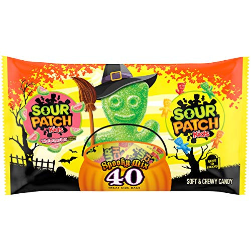 SOUR PATCH KIDS Original Candy and SOUR PATCH KIDS Watermelon Candy Halloween Candy Variety Pack 1  40 Trick or Treat Snack Packs