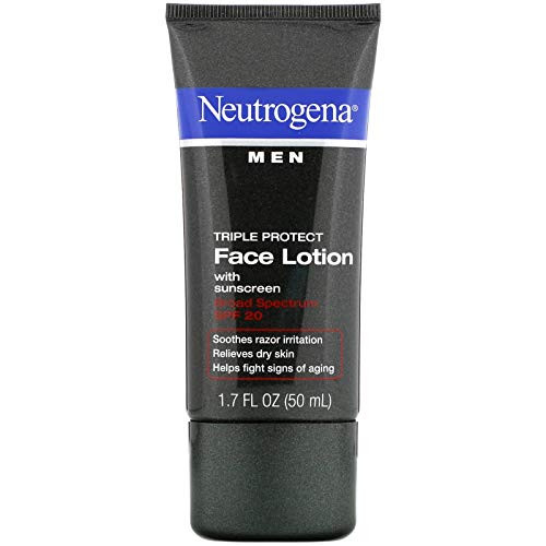 Neutrogena Triple Protect Mens Daily Face Lotion with Broad Spectrum SPF 20 Sunscreen Moisturizer to Fight Aging Signs Soothe Razor Irritation  Relieve Dry Skin 17 fl oz Pack of 3