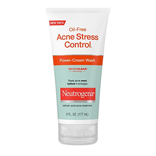 Neutrogena OilFree Acne Stress Control PowerCream Face Wash Salicylic Acid Acne Treatment for AcneProne Skin 6 fl oz