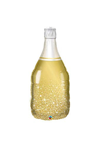 Qualatex 39 Golden Bubbly Wine Bottle Foil Balloon Multicolor