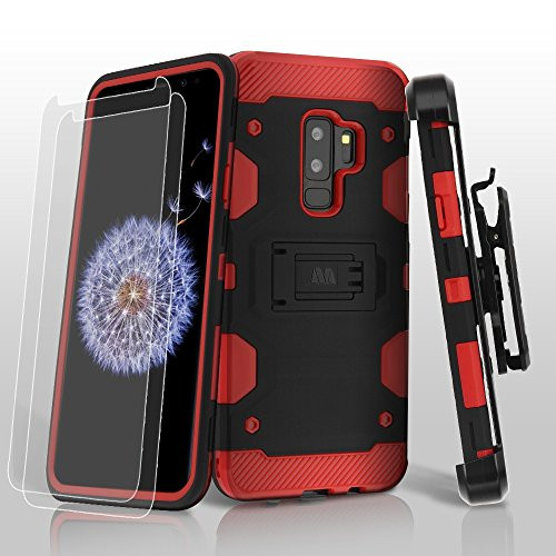 MyBat Cell Phone Case Samsung Galaxy S9 Plus - Black/Red Solid