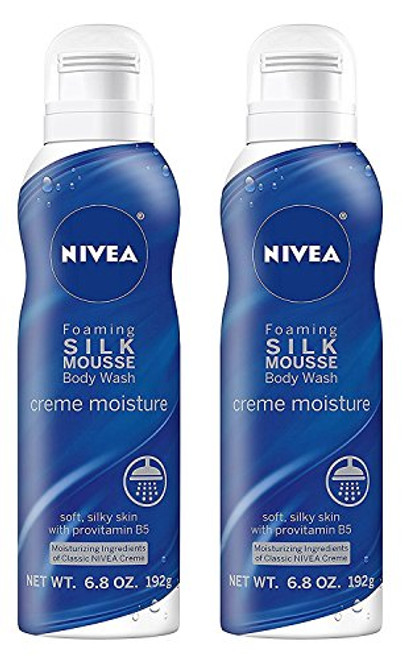 Nivea Foaming Silk Mousse Body Wash Creme Moisture Soft Silky Skin With Provitamin B5 Net Wt 68 OZ 192 g Per Can Pack of 2 Cans Nivea Foaming Silk Mousse Body Wash Creme Moisture Soft Silky Skin With Provitamin B5 Net Wt 68 OZ 192 g Per Can Pack of 2 Cans