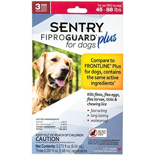 SENTRY Fiproguard Plus for Dogs Flea and Tick Prevention for Dogs 4588 Pounds Includes 3 Month Supply of Topical Flea Treatments