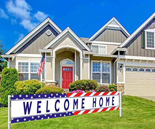 Colormoon Welcome Home Banner Military Army Theme Bunting Banner Homecoming Deployment Return Party Sign Outdoor Indoor (9.8 x 1.5 feet)