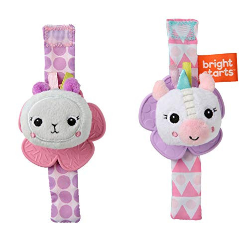 Bright Starts Rattle  Teethe Wrist Pals Toy Unicorn  Llama Newborn  12330