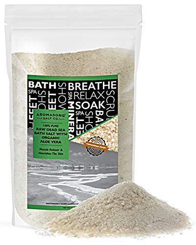 5 lbs RAW Dead SEA Salt with Organic Aloe Vera not Cleaned Still Contains All Dead sea Minerals Including Dead sea Mud Fine Medium Grain Large resealable Bulk Pack