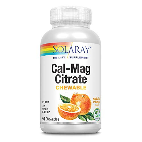 Solaray CalMag Citrate Plus D3  K2 Orange Chewables  90 Count