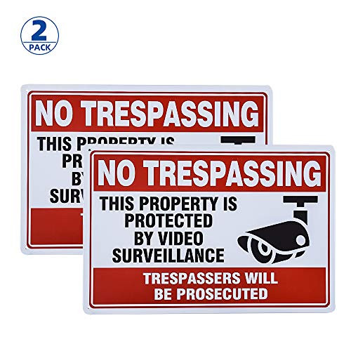 dojunePrivate Property No Trespassing Metal Sign 2 PackGarage Yard Outdoor Garden Wall Decor