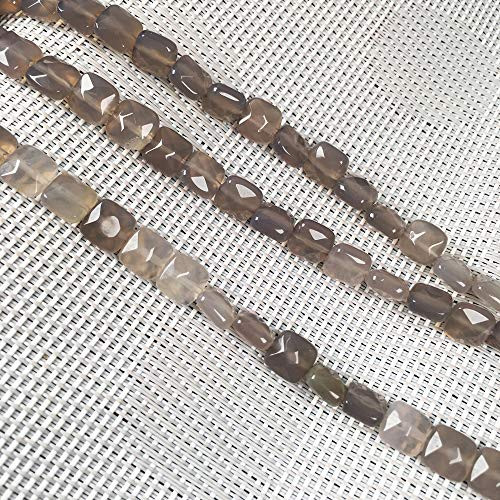 Natural Stones Beads Square Faceted Beading Grey Agate Gemstone Loose Beads for Jewelry Making 79 inches