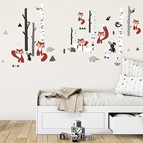 DecalMile Large Animals Forest Wall Stickers Fox Rabbit Tree Wall Decals Peel and Stick Removable Vinyl Wall Art for Kids Room Living Room Bedroom DecalMile Large Animals Forest Wall Stickers Fox Rabbit Tree Wall Decals Peel and Stick Removable Vinyl Wall Art for Kids Room Living Room Bedroom