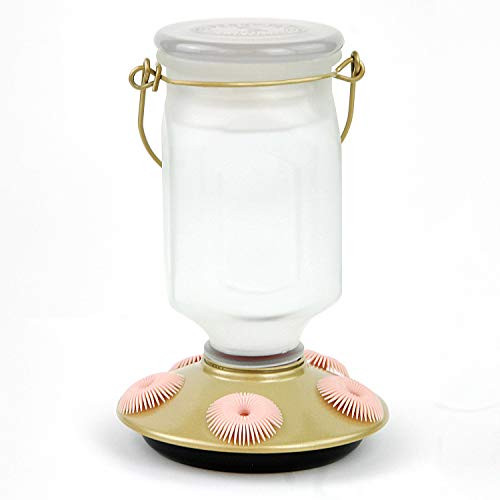 PerkyPet 91032 SunKissed TopFill Glass Hummingbird Feeder Gold 22 oz Capacity