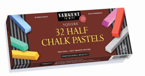 Sargent Art 22-4101 Colored Half Square Chalk Pastels, 32 Count