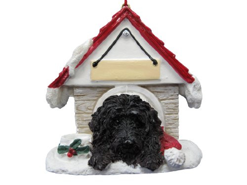 Black Labradoodle Ornament A Great Gift For Black Labradoodle Owners Hand Painted and Easily Personalized "Doghouse Ornament" With Magnetic Back