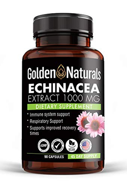 Golden Naturals Echinacea Extract 1000mg per Serving Immune System Support Max Potency 90 Capsules